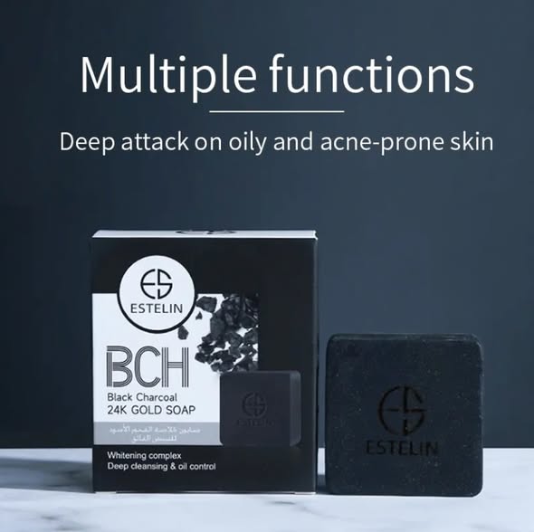 savon estelin au charbon noir et à l'or 24 carats.